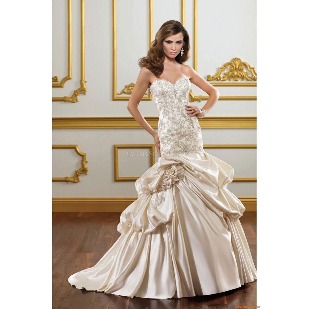 New Mori Lee Madeline Gardner Wedding Gown 1824 Size 8  Beaded Bodice & Satin